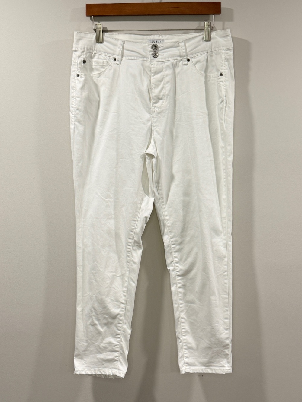 Curve Appeal Womens White High-Rise Jeans Size 14